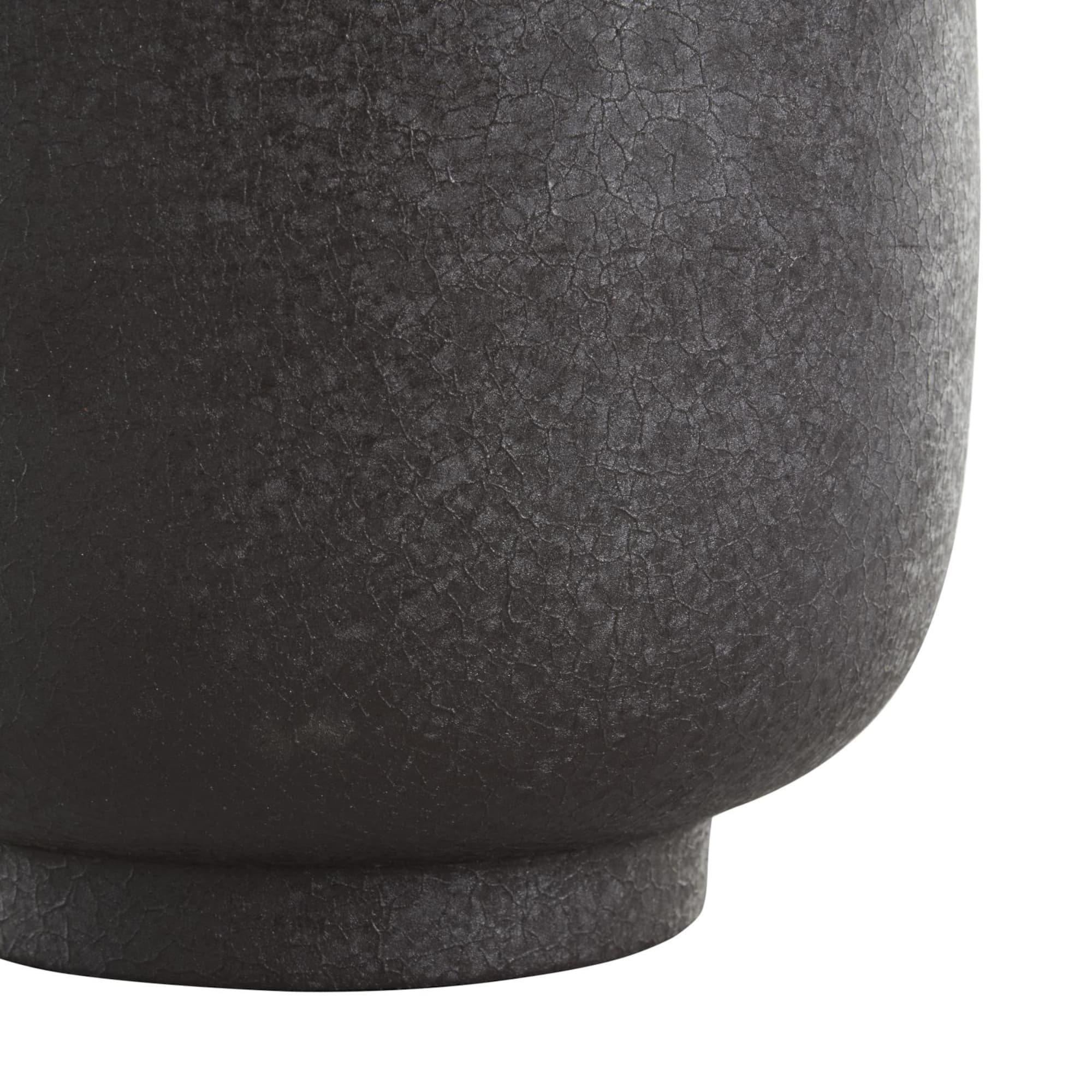 12" Black Textured Rounded Metal Vase
